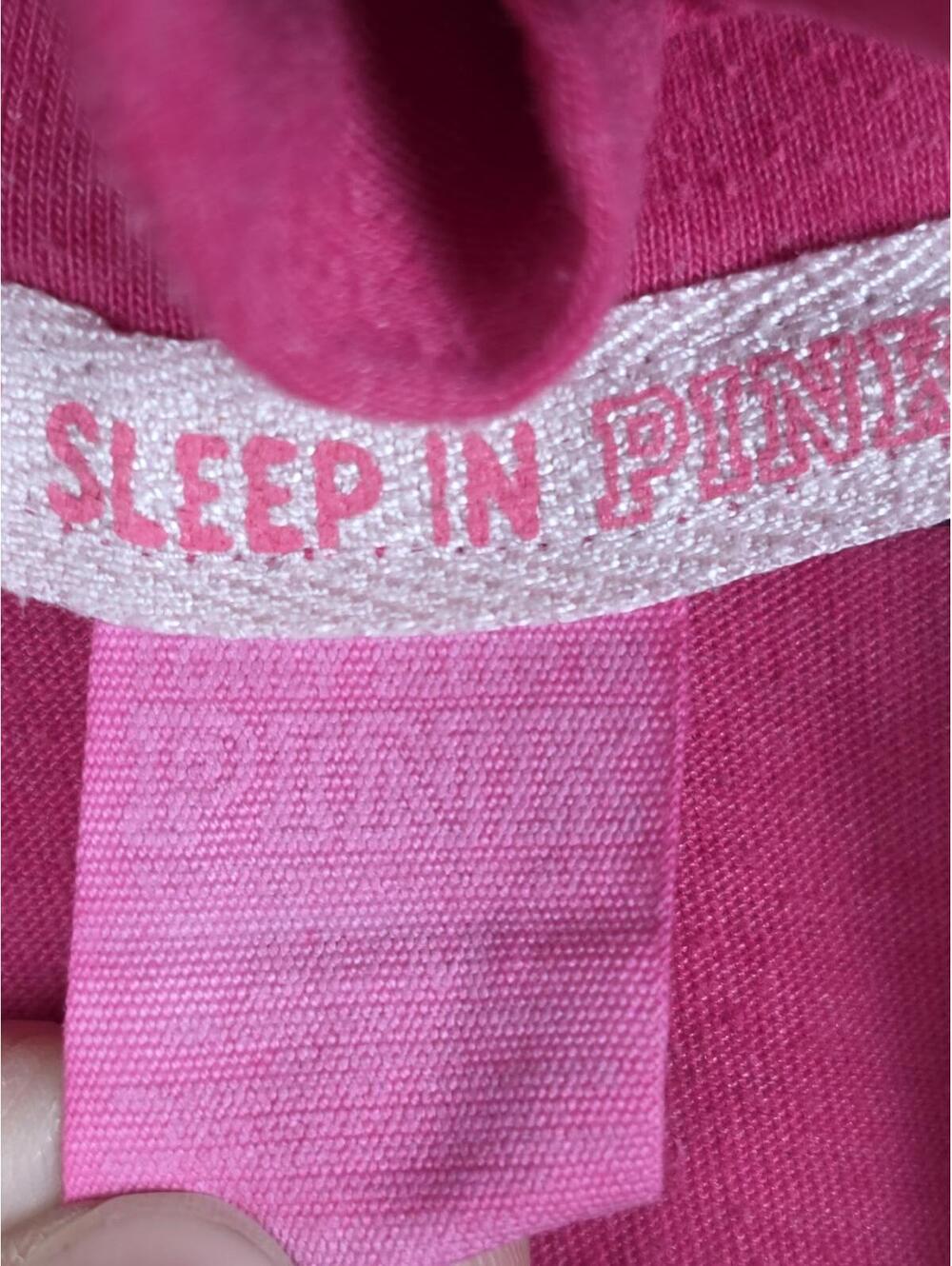 Victorias Secret PINK I ONLY SLEEP IN Reversible Hoodie Tee Dog Logo RARE MED - Picture 4 of 6